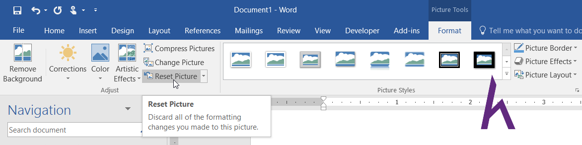 Định vị và thao tác với chức năng Reset Picture