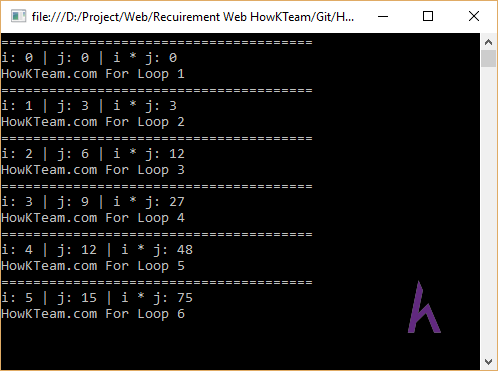 Vòng lặp For trong C#,C# cơ bản, tự học C#, Kteam, HowKteam