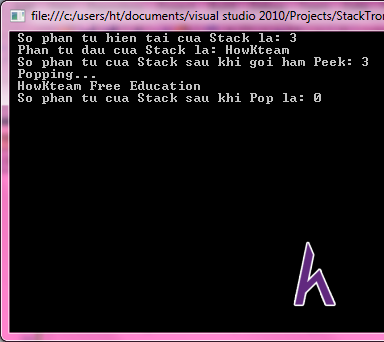 Stack trong C#,Push ,Pop ,ToArray,Peek,Contains ,CopyTo