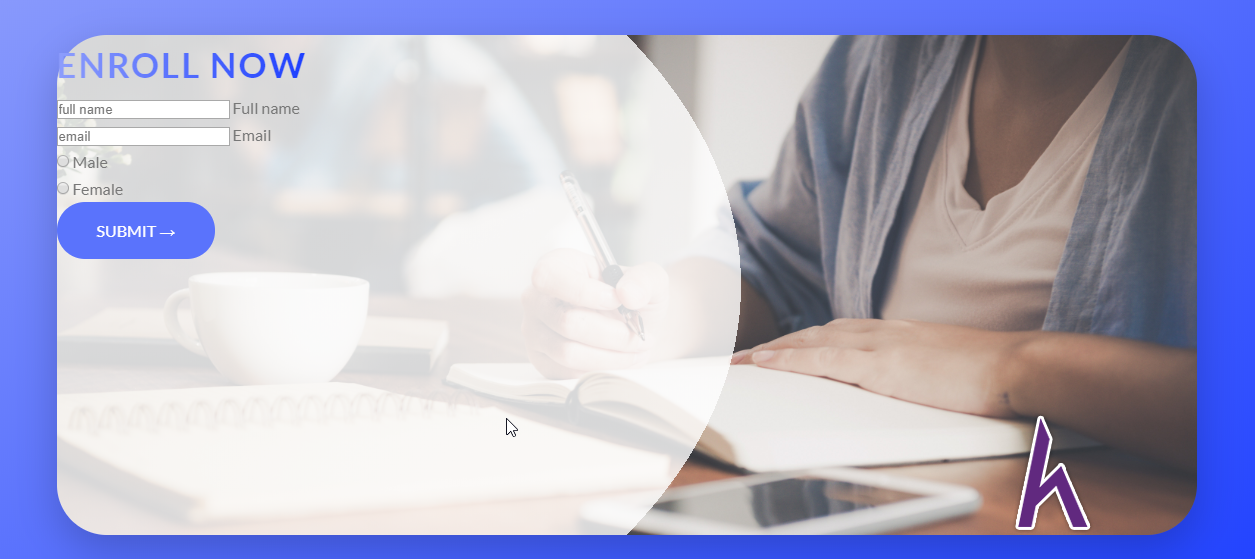 Code HTML và CSS cho Enroll Section, CSS, SASS, Landing page, Front end cơ bản,