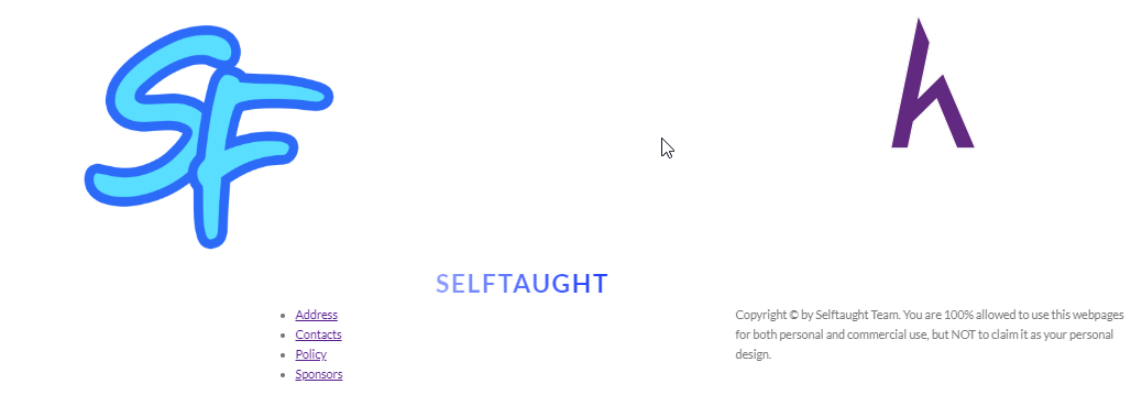 Code Footer Section, CSS, SASS, landing page