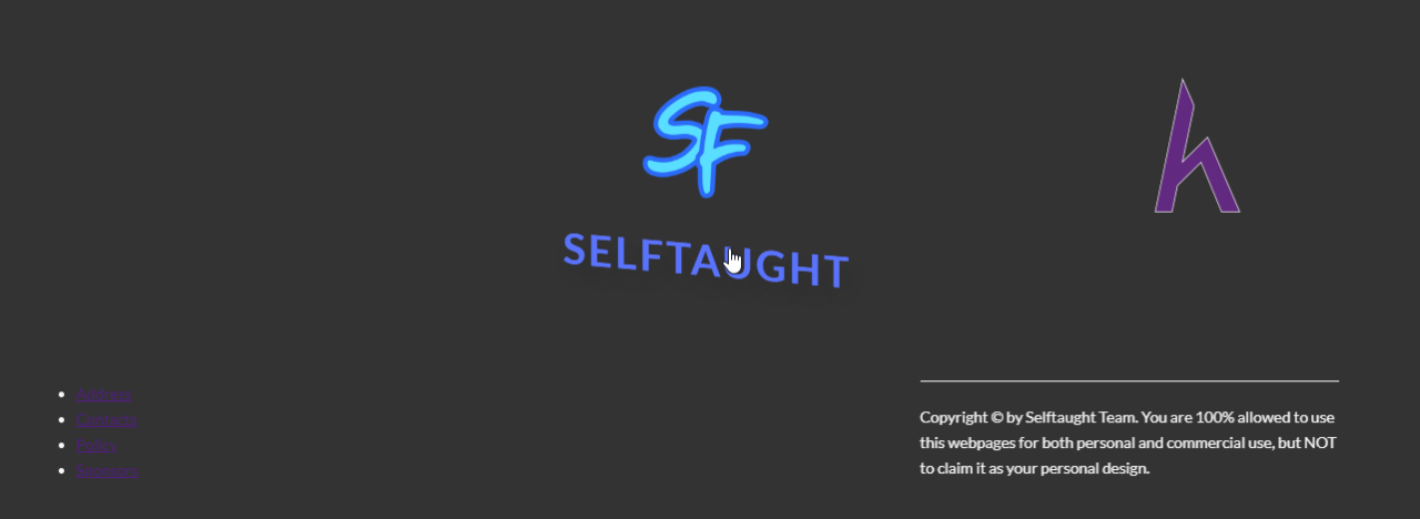 Code Footer Section, CSS, SASS, landing page