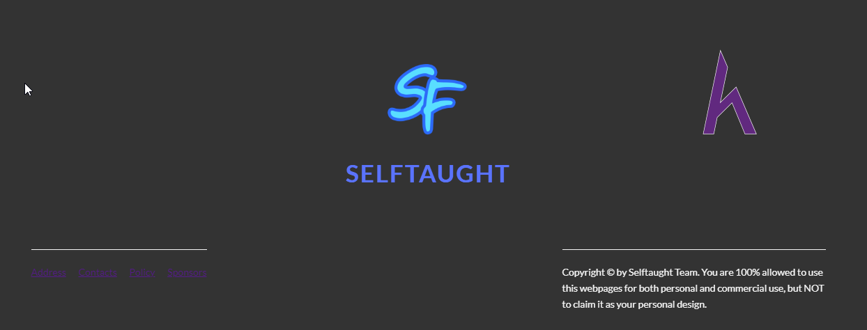 Code Footer Section, CSS, SASS, landing page