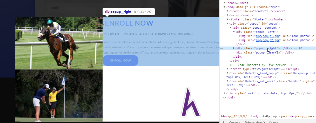 Code popup component, CSS, SASS